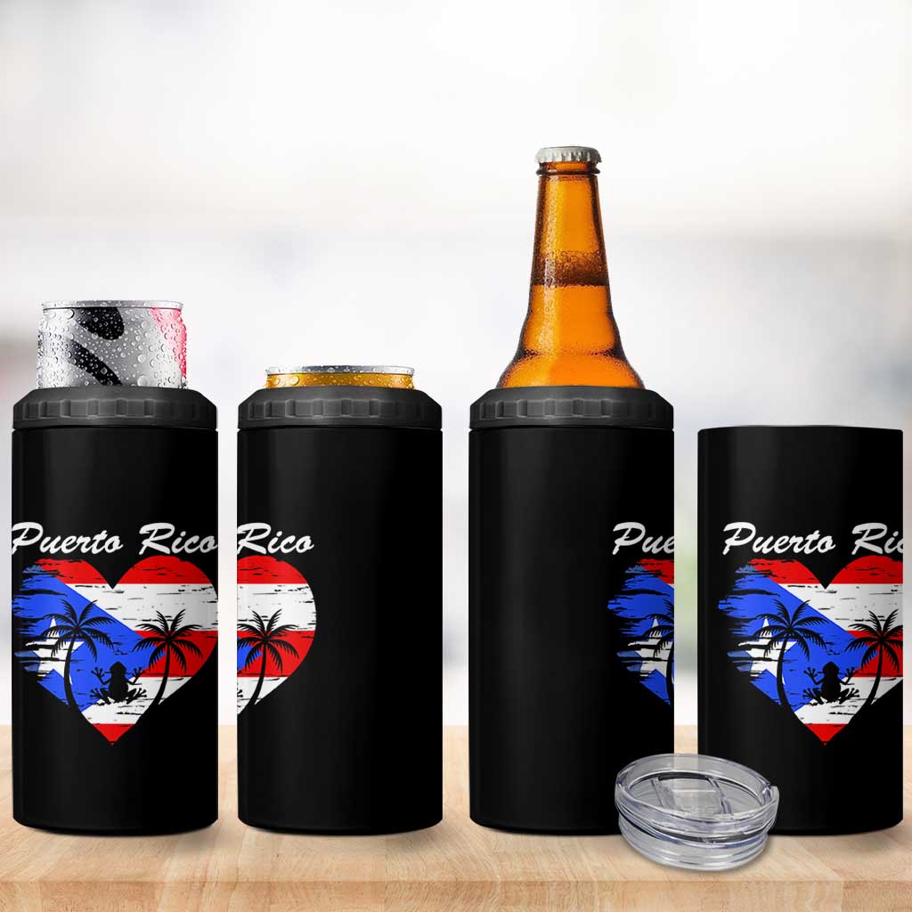 Puerto Rico 4 in 1 Can Cooler Tumbler Boricua Coqui Frog Vintage Puerto Rican Flag - Wonder Print Shop