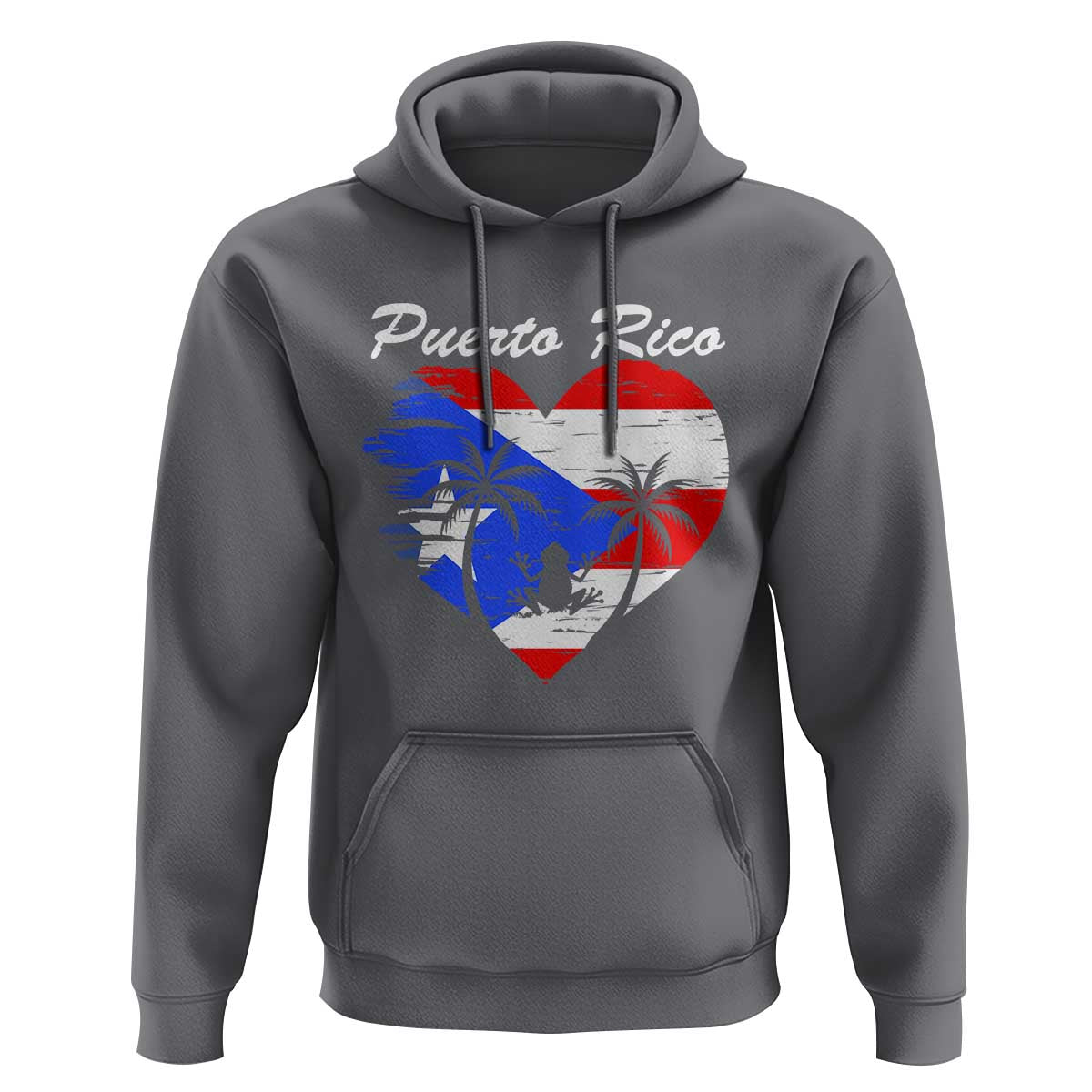 Puerto Rico Hoodie Boricua Coqui Frog Vintage Puerto Rican Flag - Wonder Print Shop