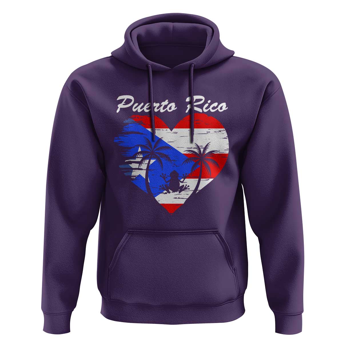 Puerto Rico Hoodie Boricua Coqui Frog Vintage Puerto Rican Flag - Wonder Print Shop