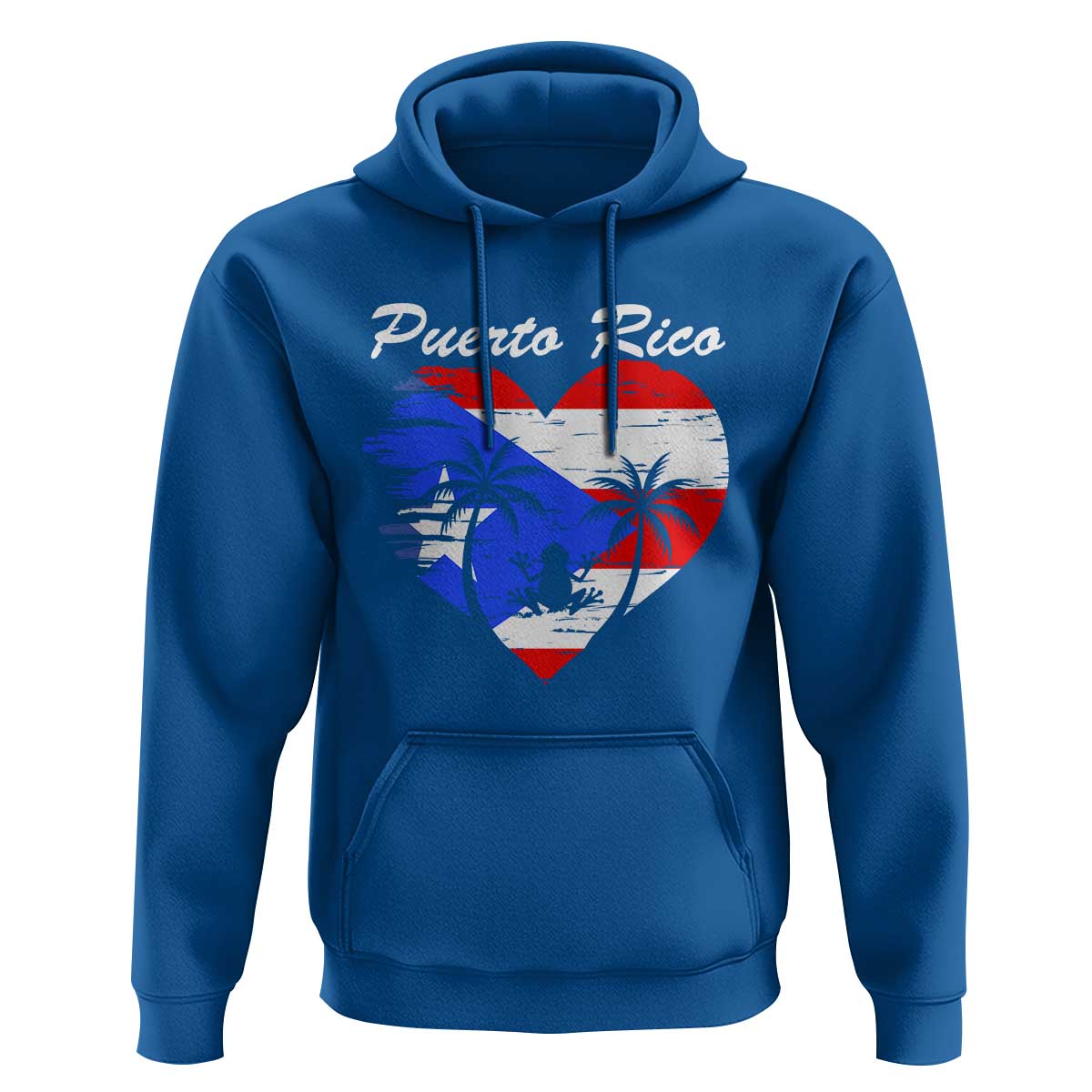 Puerto Rico Hoodie Boricua Coqui Frog Vintage Puerto Rican Flag - Wonder Print Shop