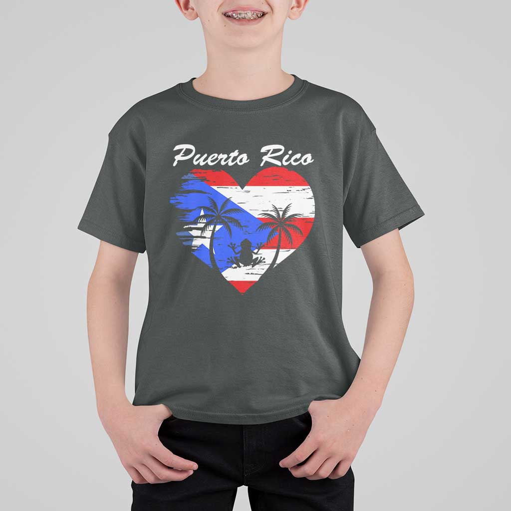 Puerto Rico T Shirt For Kid Boricua Coqui Frog Vintage Puerto Rican Flag - Wonder Print Shop