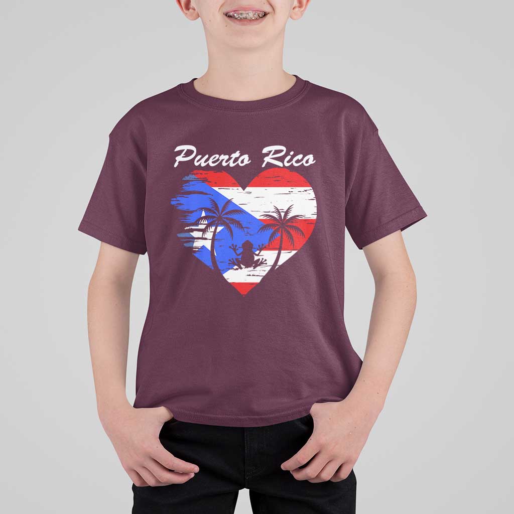 Puerto Rico T Shirt For Kid Boricua Coqui Frog Vintage Puerto Rican Flag - Wonder Print Shop