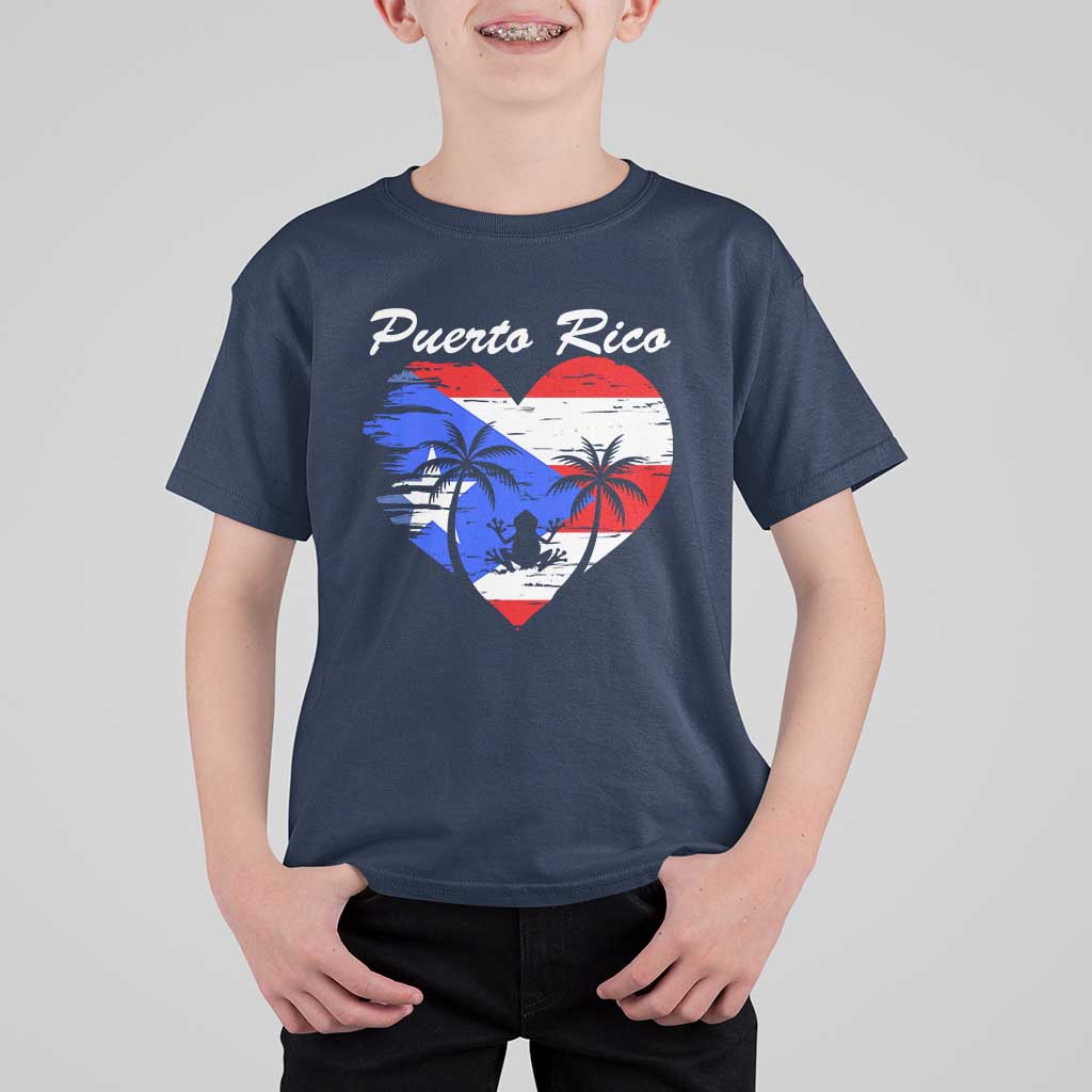 Puerto Rico T Shirt For Kid Boricua Coqui Frog Vintage Puerto Rican Flag - Wonder Print Shop