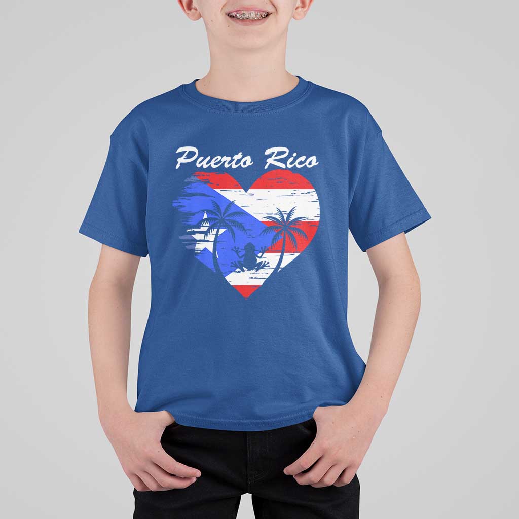 Puerto Rico T Shirt For Kid Boricua Coqui Frog Vintage Puerto Rican Flag - Wonder Print Shop