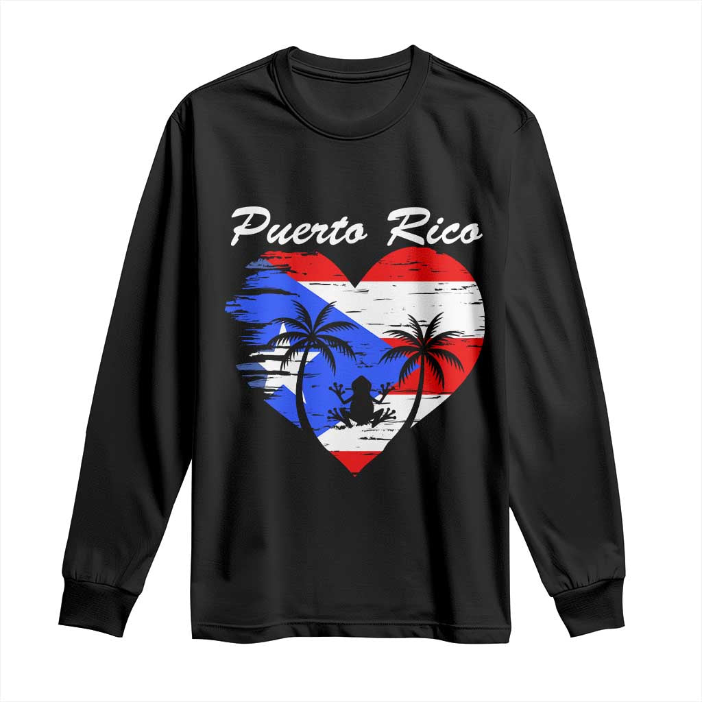 Puerto Rico Long Sleeve Shirt Boricua Coqui Frog Vintage Puerto Rican Flag - Wonder Print Shop