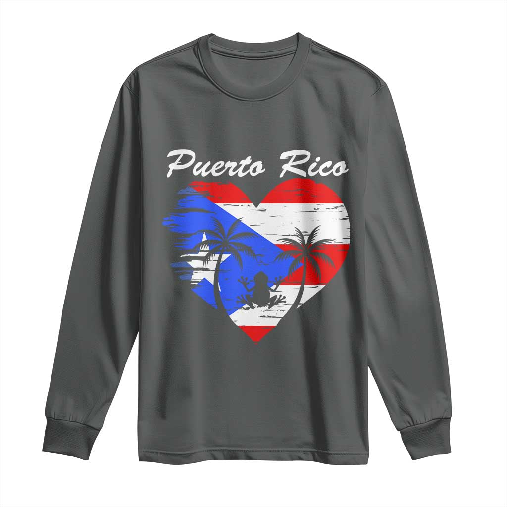 Puerto Rico Long Sleeve Shirt Boricua Coqui Frog Vintage Puerto Rican Flag - Wonder Print Shop