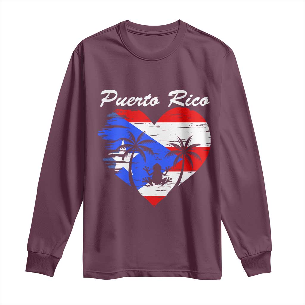 Puerto Rico Long Sleeve Shirt Boricua Coqui Frog Vintage Puerto Rican Flag - Wonder Print Shop
