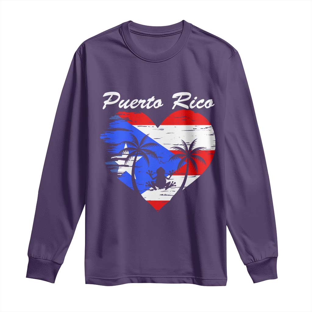 Puerto Rico Long Sleeve Shirt Boricua Coqui Frog Vintage Puerto Rican Flag - Wonder Print Shop