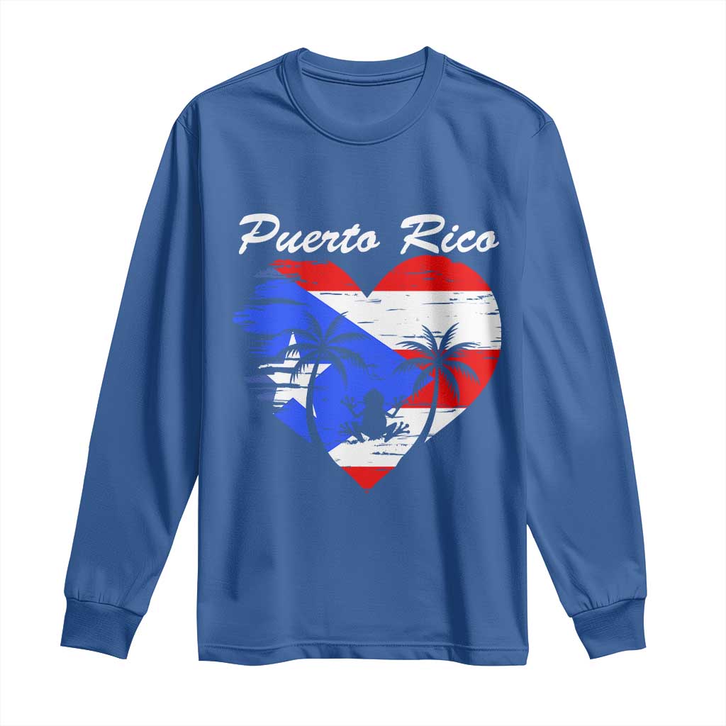 Puerto Rico Long Sleeve Shirt Boricua Coqui Frog Vintage Puerto Rican Flag - Wonder Print Shop