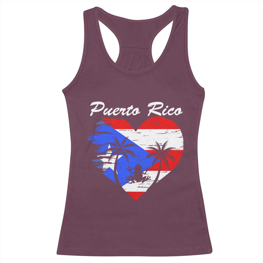 Puerto Rico Racerback Tank Top Boricua Coqui Frog Vintage Puerto Rican Flag - Wonder Print Shop