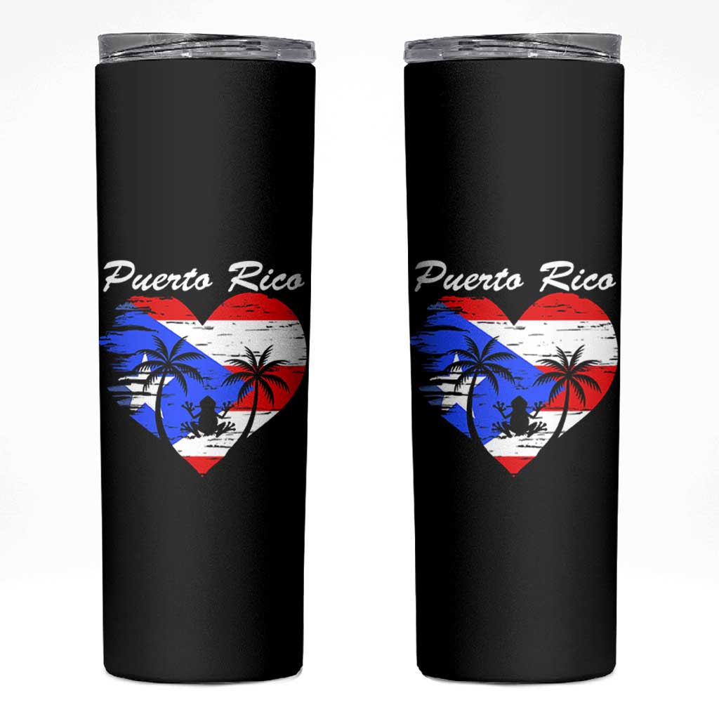 Puerto Rico Skinny Tumbler Boricua Coqui Frog Vintage Puerto Rican Flag - Wonder Print Shop