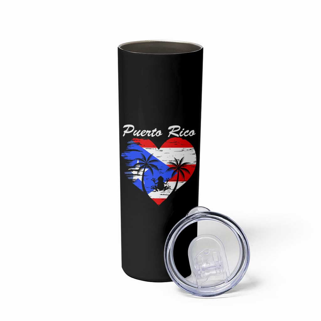Puerto Rico Skinny Tumbler Boricua Coqui Frog Vintage Puerto Rican Flag - Wonder Print Shop