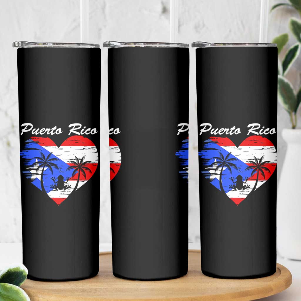 Puerto Rico Skinny Tumbler Boricua Coqui Frog Vintage Puerto Rican Flag - Wonder Print Shop