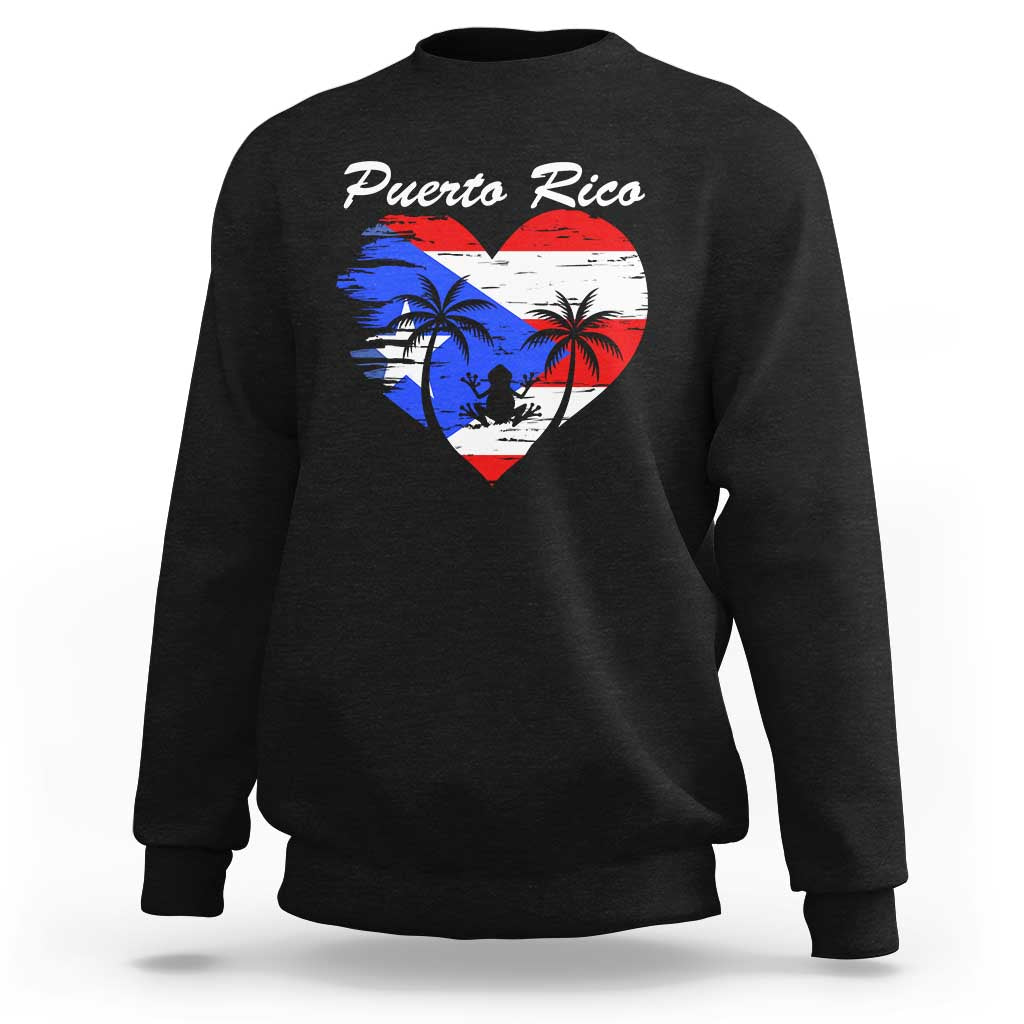 Puerto Rico Sweatshirt Boricua Coqui Frog Vintage Puerto Rican Flag - Wonder Print Shop
