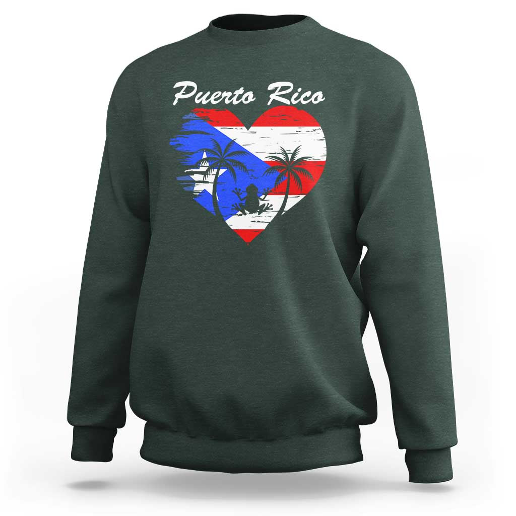Puerto Rico Sweatshirt Boricua Coqui Frog Vintage Puerto Rican Flag - Wonder Print Shop