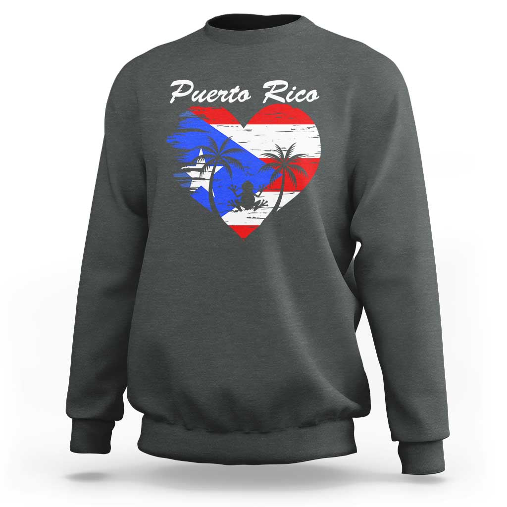 Puerto Rico Sweatshirt Boricua Coqui Frog Vintage Puerto Rican Flag - Wonder Print Shop