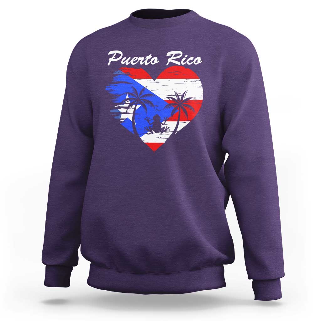 Puerto Rico Sweatshirt Boricua Coqui Frog Vintage Puerto Rican Flag - Wonder Print Shop