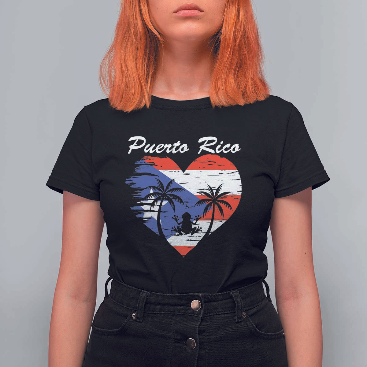 Puerto Rico T Shirt For Women Boricua Coqui Frog Vintage Puerto Rican Flag - Wonder Print Shop