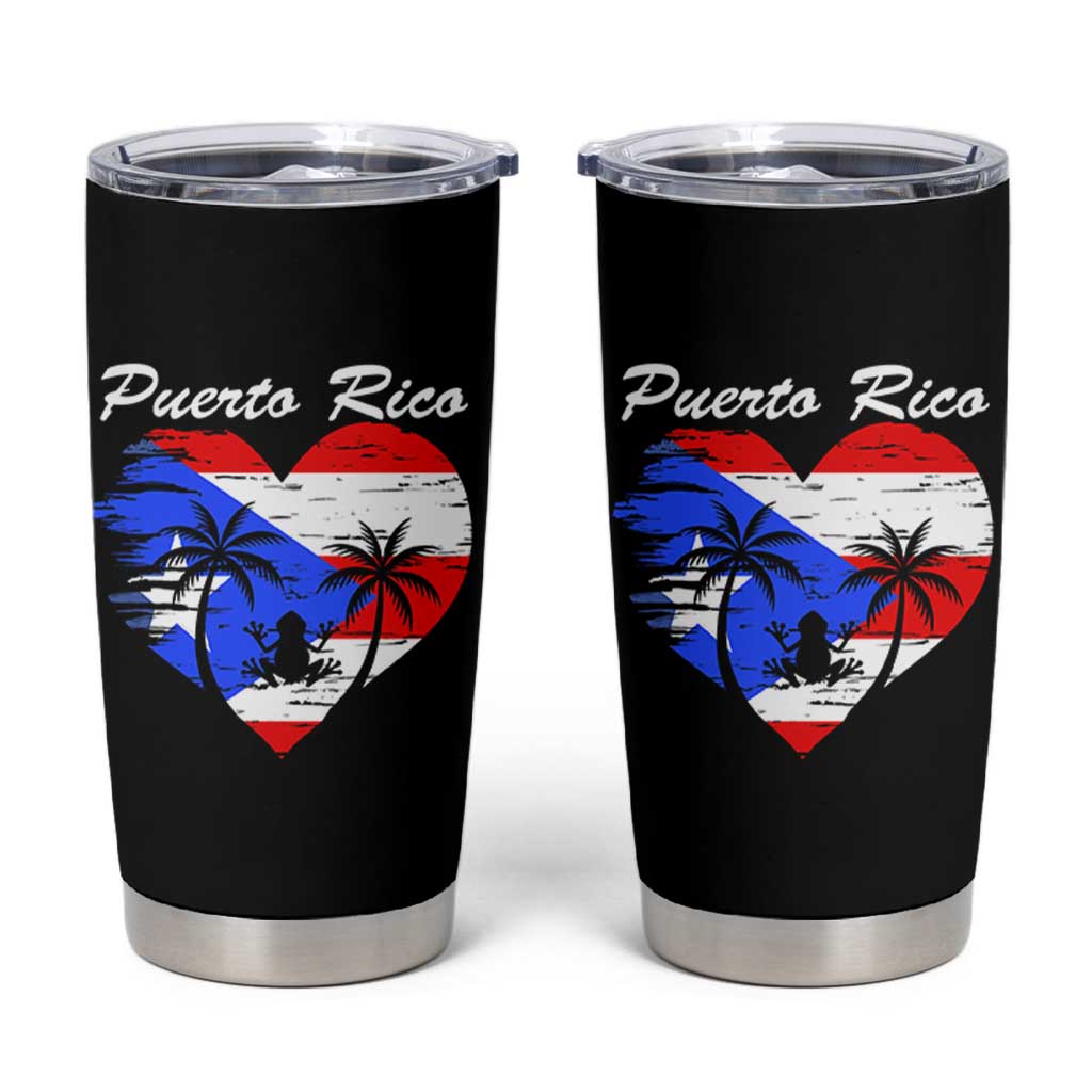 Puerto Rico Tumbler Cup Boricua Coqui Frog Vintage Puerto Rican Flag - Wonder Print Shop