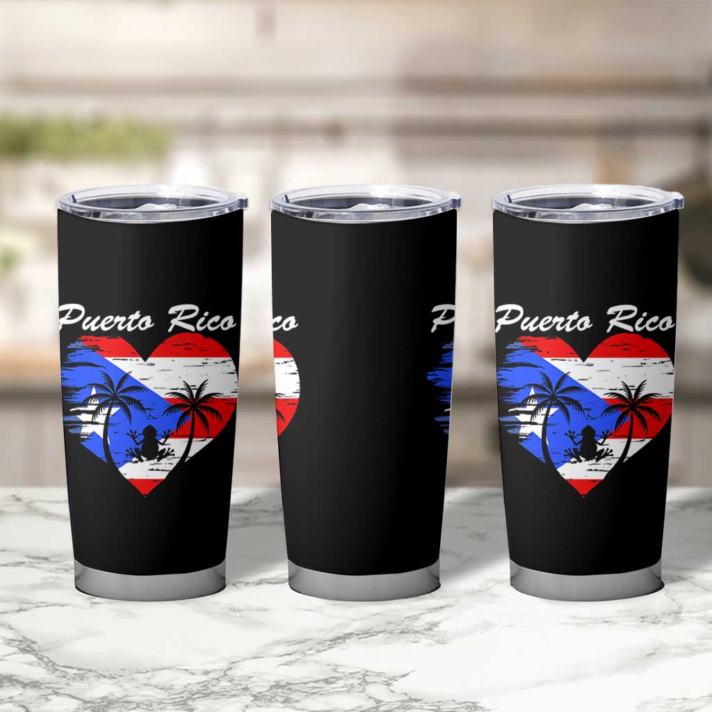 Puerto Rico Tumbler Cup Boricua Coqui Frog Vintage Puerto Rican Flag - Wonder Print Shop