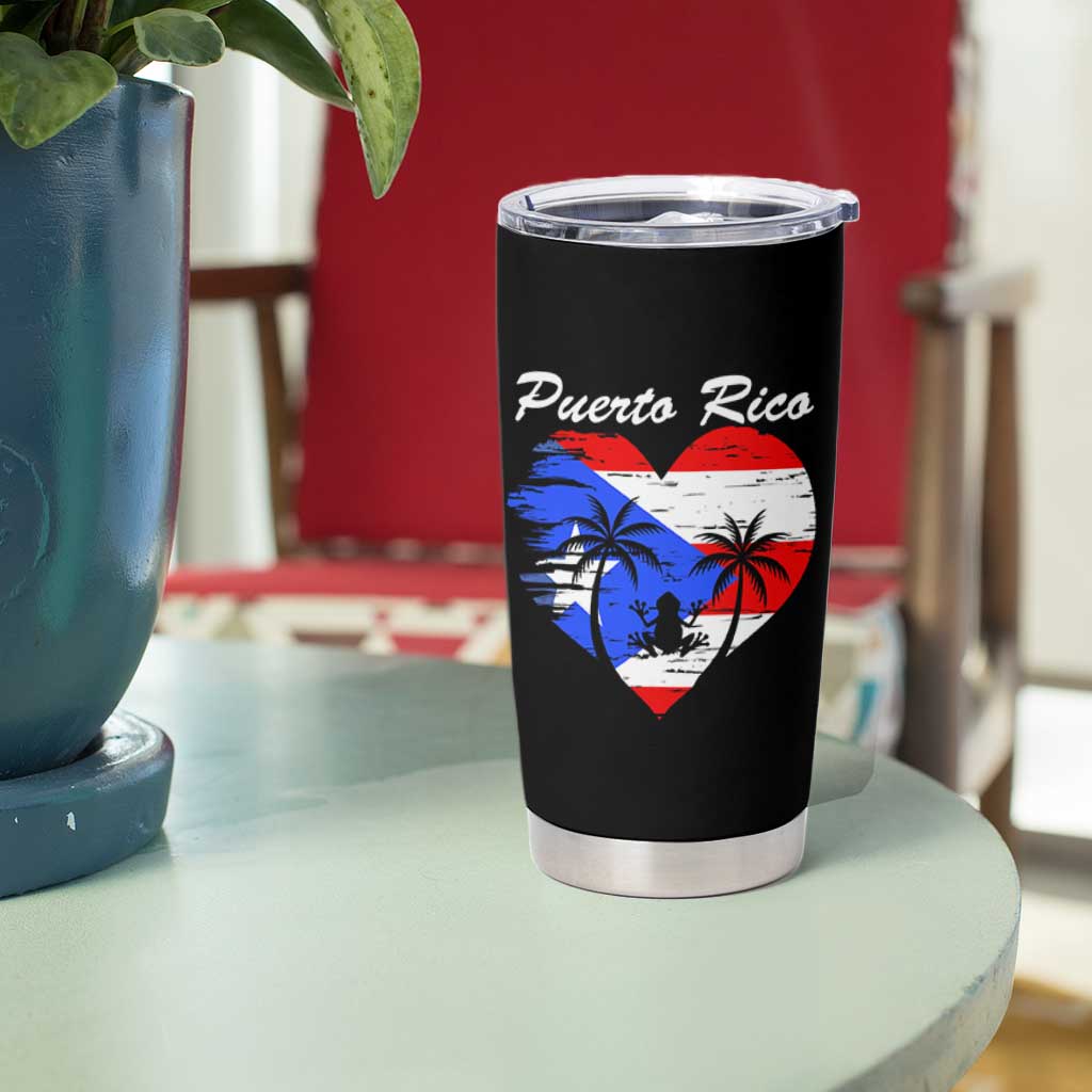 Puerto Rico Tumbler Cup Boricua Coqui Frog Vintage Puerto Rican Flag - Wonder Print Shop