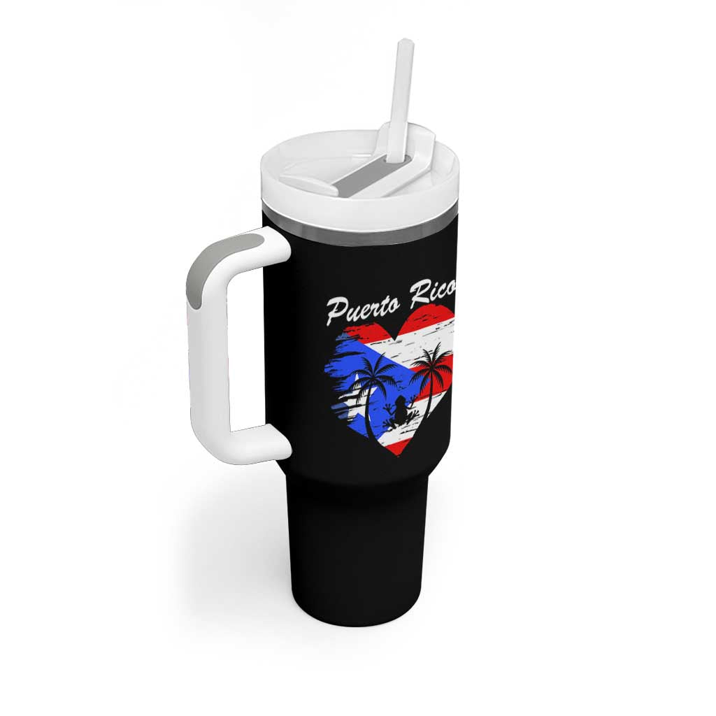 Puerto Rico Tumbler With Handle Boricua Coqui Frog Vintage Puerto Rican Flag - Wonder Print Shop