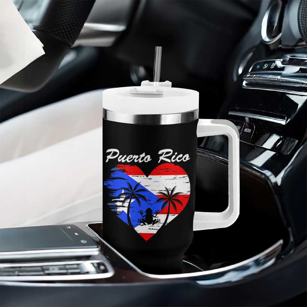 Puerto Rico Tumbler With Handle Boricua Coqui Frog Vintage Puerto Rican Flag - Wonder Print Shop