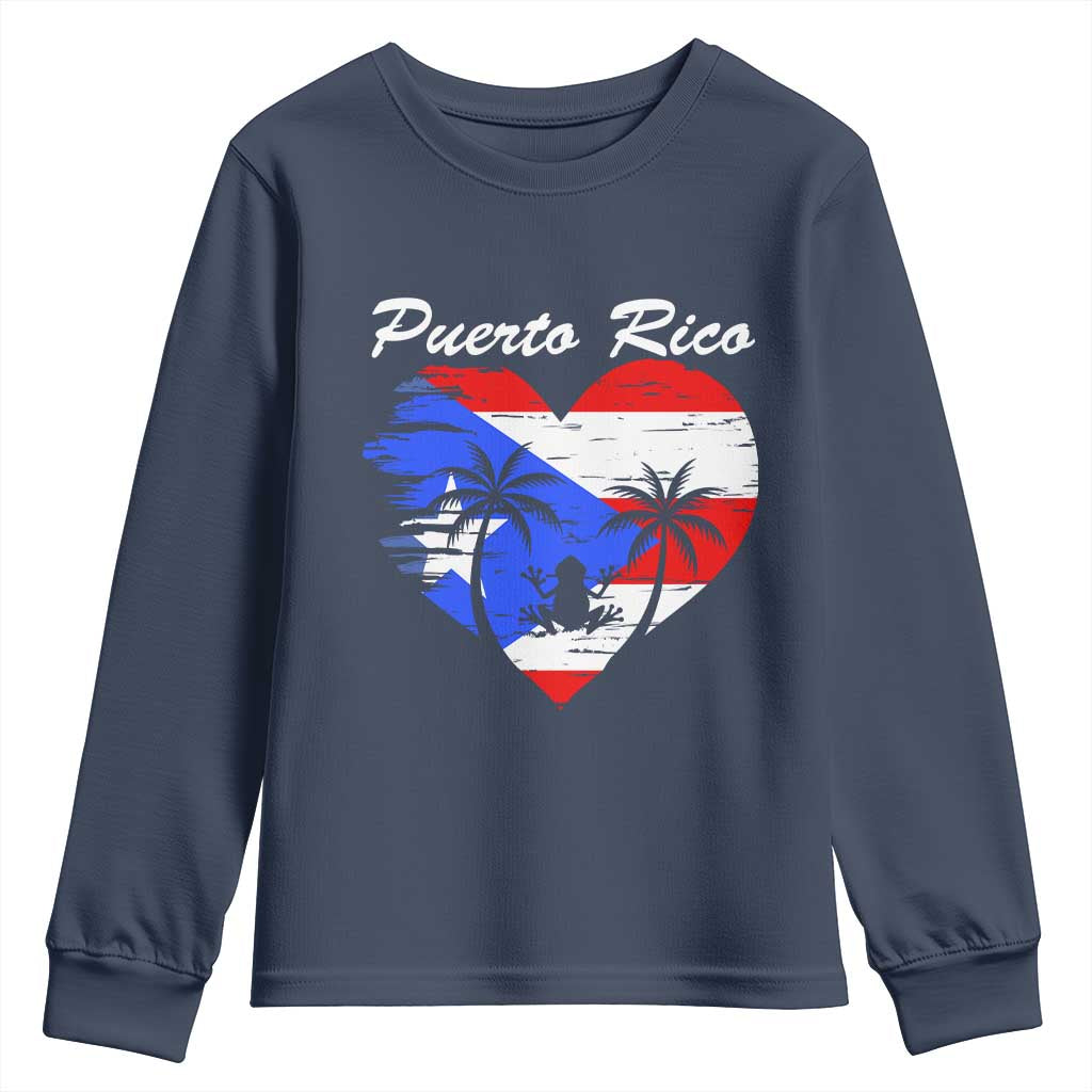 Puerto Rico Youth Sweatshirt Boricua Coqui Frog Vintage Puerto Rican Flag - Wonder Print Shop