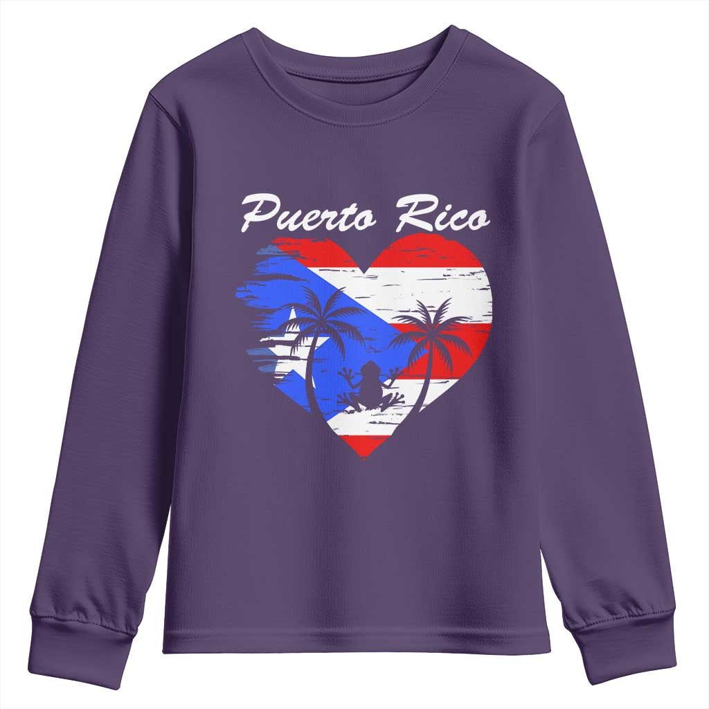 Puerto Rico Youth Sweatshirt Boricua Coqui Frog Vintage Puerto Rican Flag - Wonder Print Shop