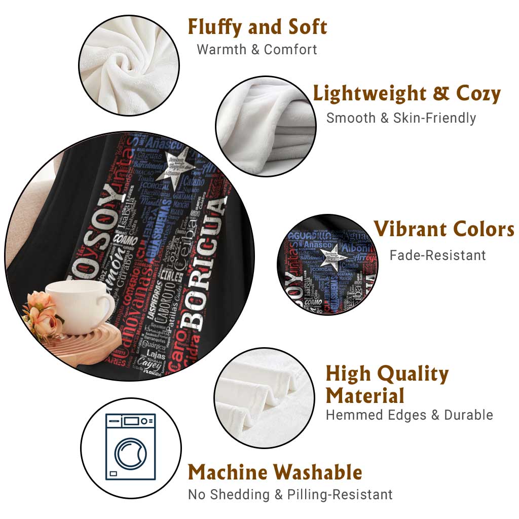 Puerto Rican Flag Puerto Rico Towns And Cities Throw Blanket - Wonder Print Shop