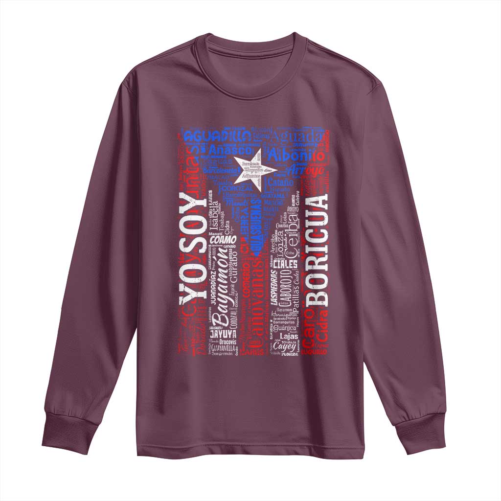 Puerto Rican Flag Puerto Rico Towns And Cities Long Sleeve Shirt - Wonder Print Shop