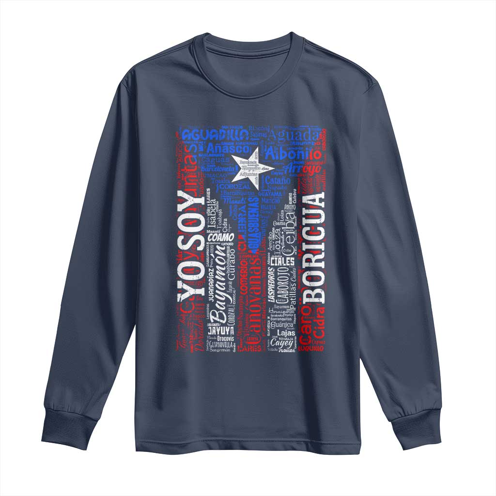 Puerto Rican Flag Puerto Rico Towns And Cities Long Sleeve Shirt - Wonder Print Shop