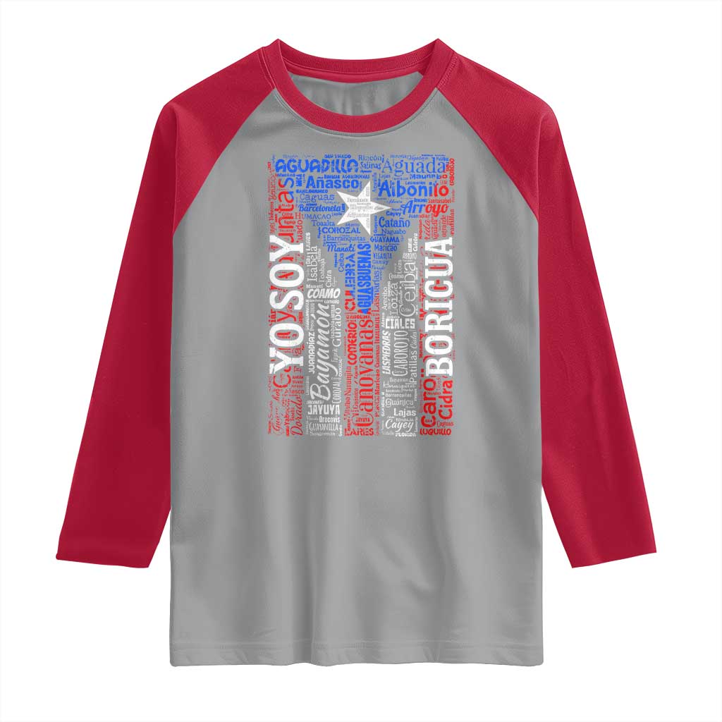 Puerto Rican Flag Puerto Rico Towns And Cities Raglan Shirt - Wonder Print Shop