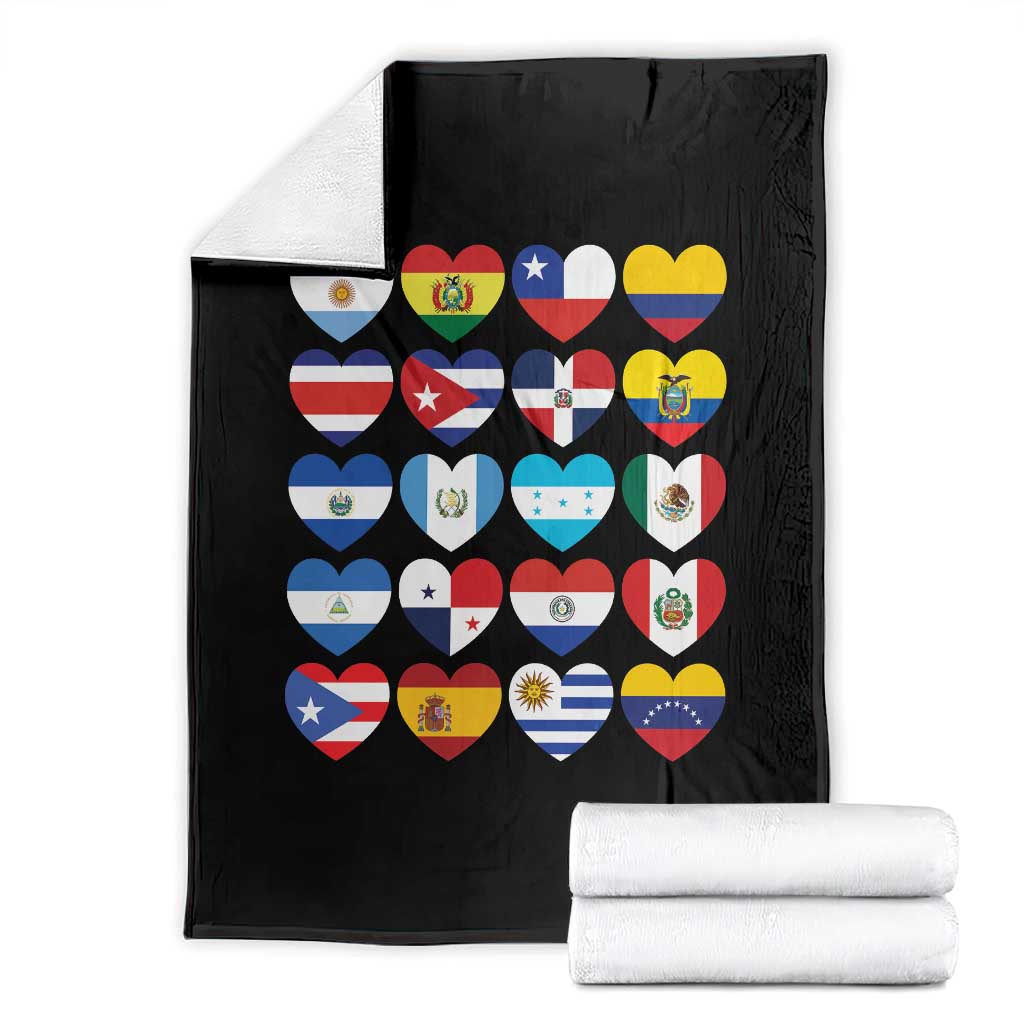 Hispanic Heritage Month Latin American Countries Heart Throw Blanket - Wonder Print Shop