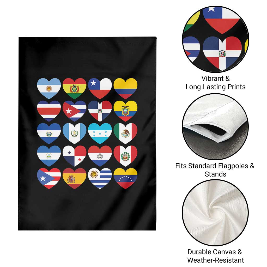 Hispanic Heritage Month Latin American Countries Heart Garden Flag - Wonder Print Shop