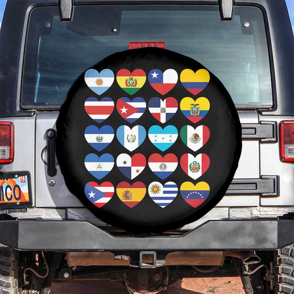 Hispanic Heritage Month Latin American Countries Heart Spare Tire Cover - Wonder Print Shop