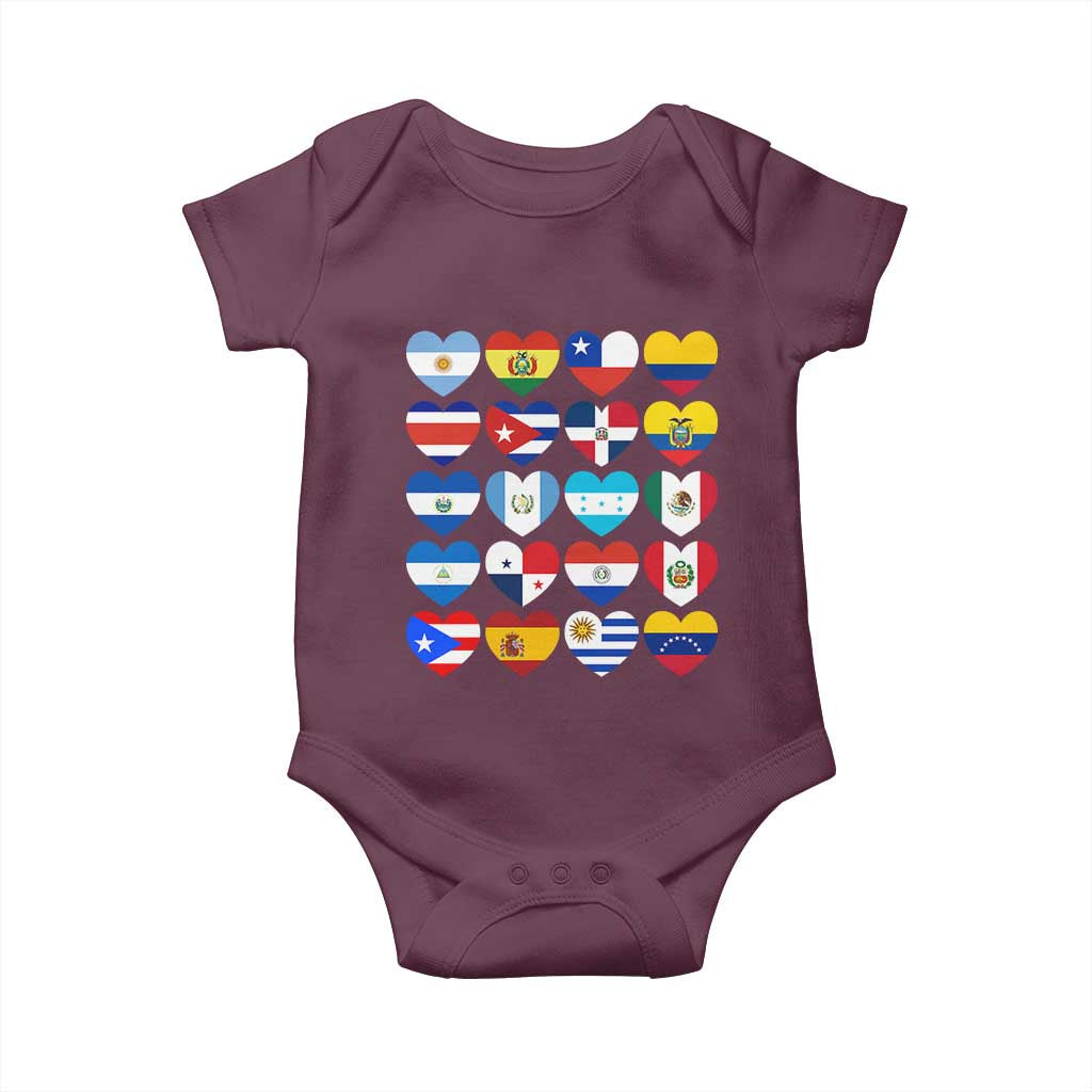 Hispanic Heritage Month Latin American Countries Heart Baby Onesie - Wonder Print Shop