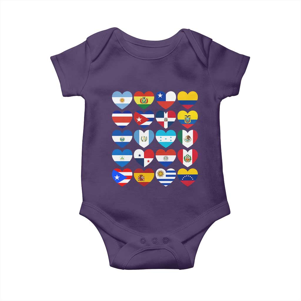 Hispanic Heritage Month Latin American Countries Heart Baby Onesie - Wonder Print Shop