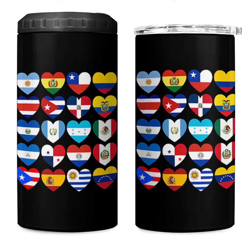 Hispanic Heritage Month Latin American Countries Heart 4 in 1 Can Cooler Tumbler - Wonder Print Shop