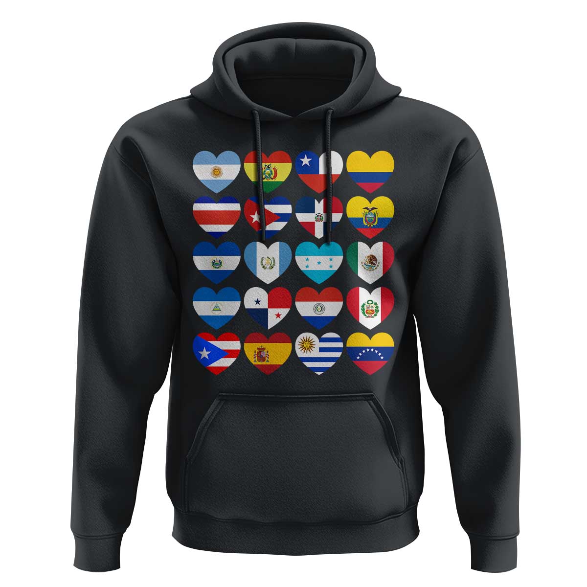 Hispanic Heritage Month Latin American Countries Heart Hoodie - Wonder Print Shop