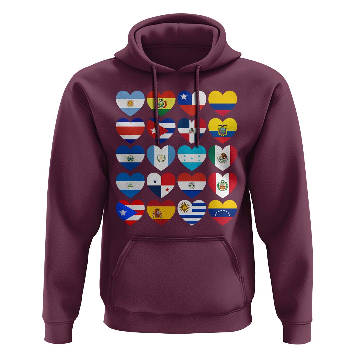 Hispanic Heritage Month Latin American Countries Heart Hoodie - Wonder Print Shop