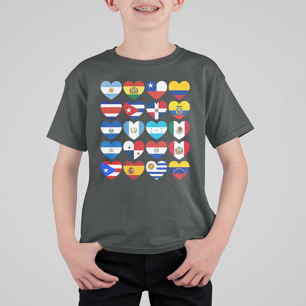 Hispanic Heritage Month Latin American Countries Heart T Shirt For Kid - Wonder Print Shop
