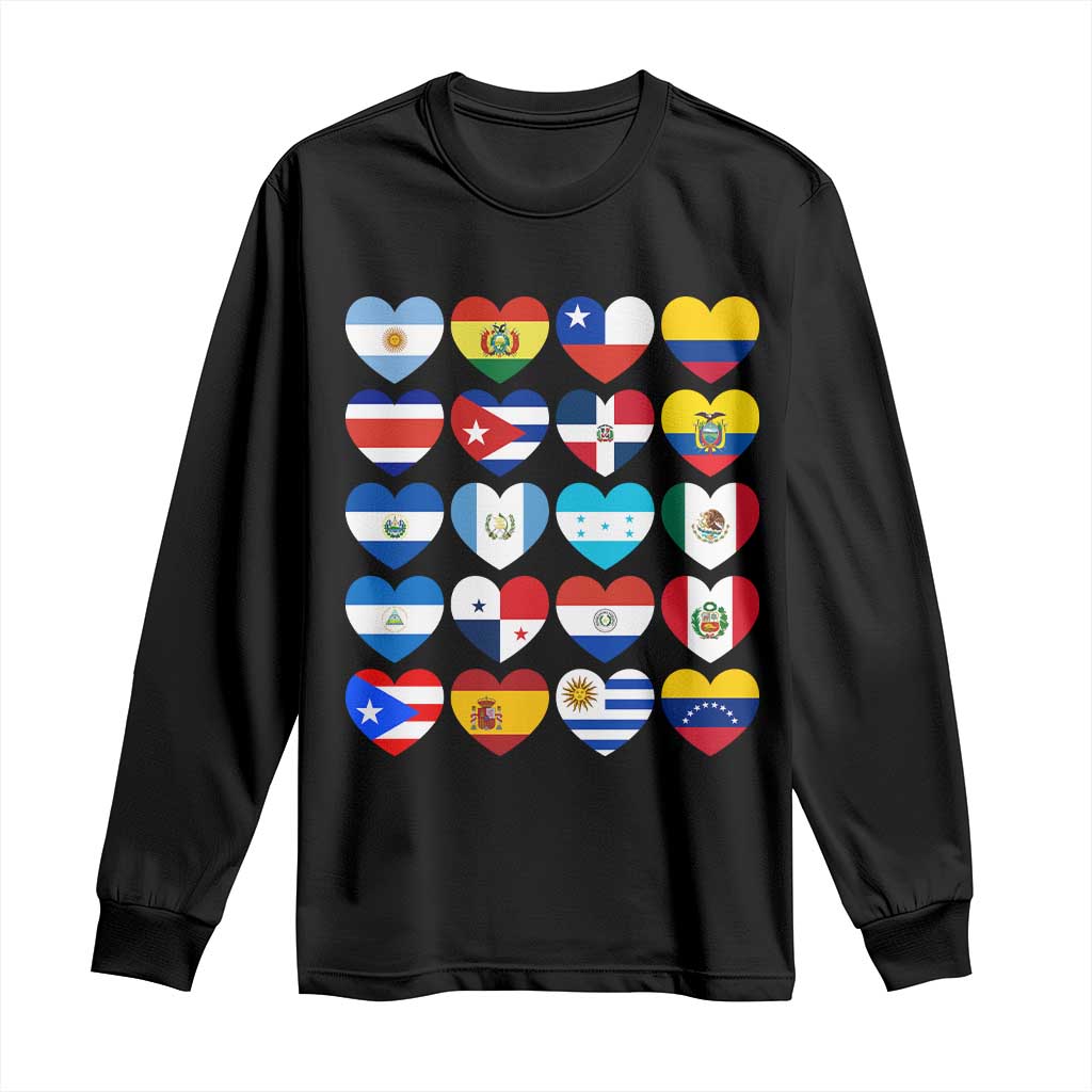 Hispanic Heritage Month Latin American Countries Heart Long Sleeve Shirt - Wonder Print Shop