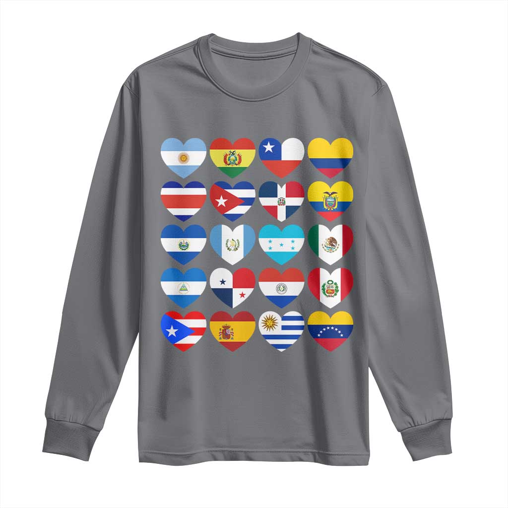 Hispanic Heritage Month Latin American Countries Heart Long Sleeve Shirt - Wonder Print Shop