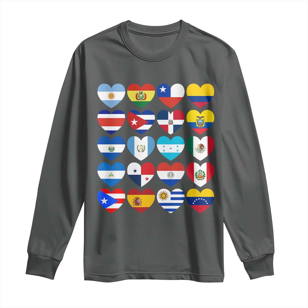 Hispanic Heritage Month Latin American Countries Heart Long Sleeve Shirt - Wonder Print Shop