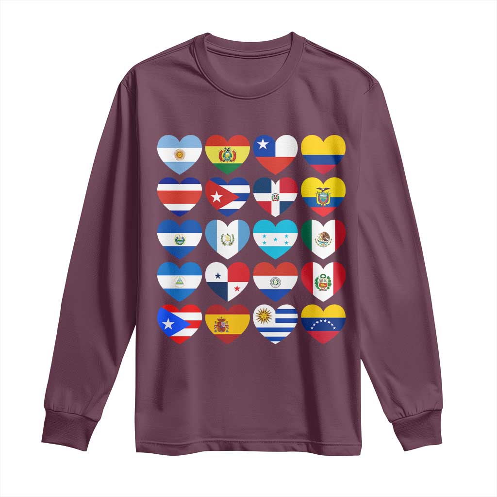 Hispanic Heritage Month Latin American Countries Heart Long Sleeve Shirt - Wonder Print Shop