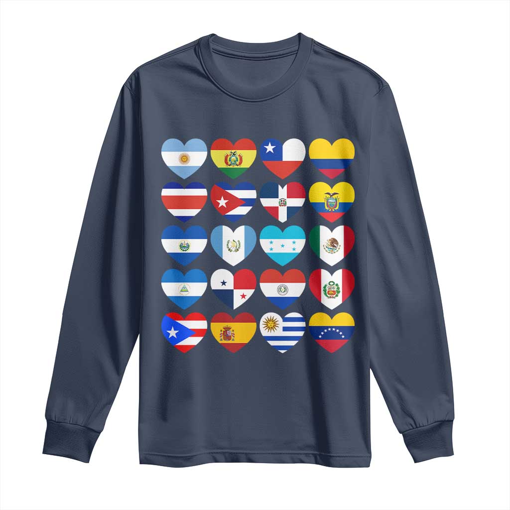 Hispanic Heritage Month Latin American Countries Heart Long Sleeve Shirt - Wonder Print Shop