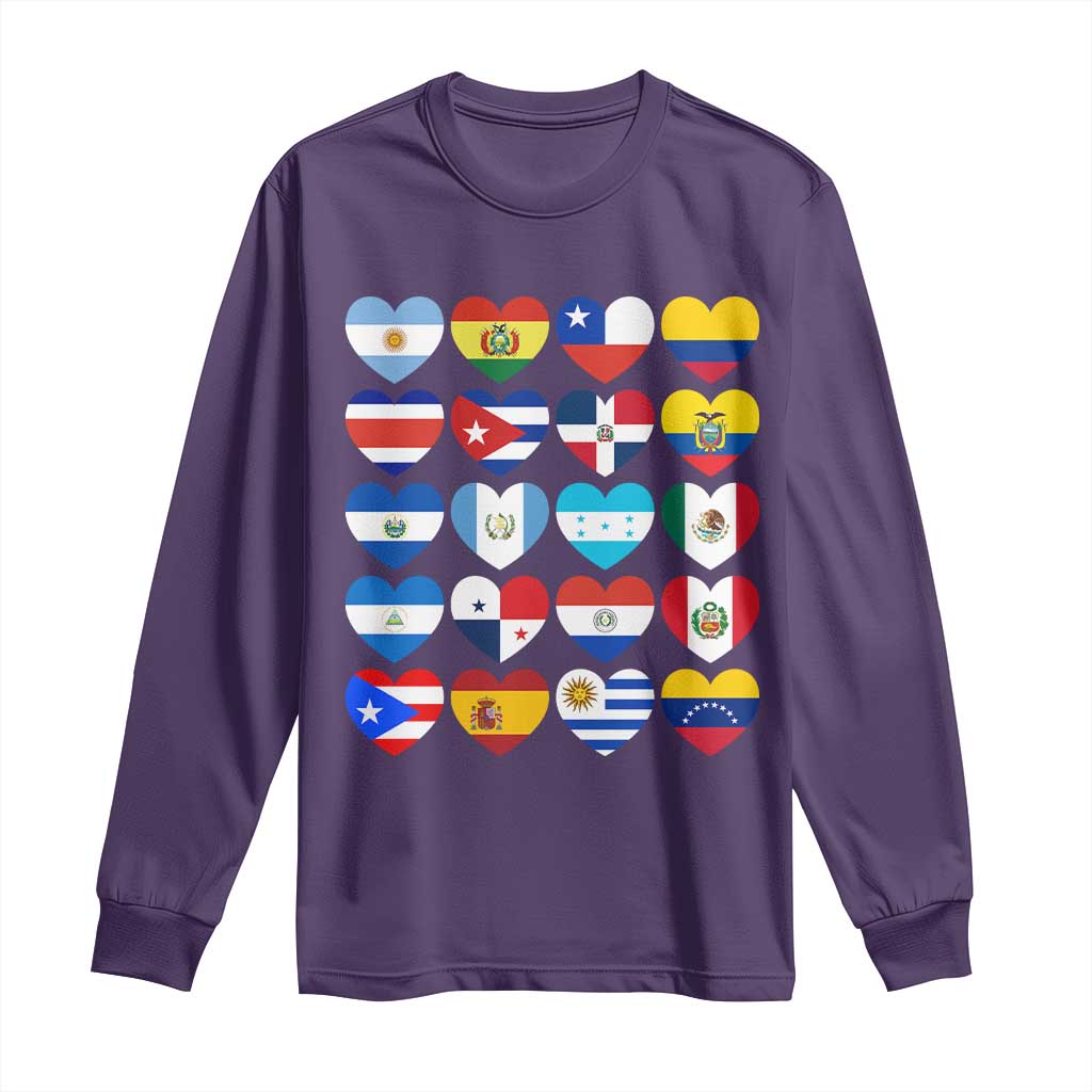 Hispanic Heritage Month Latin American Countries Heart Long Sleeve Shirt - Wonder Print Shop