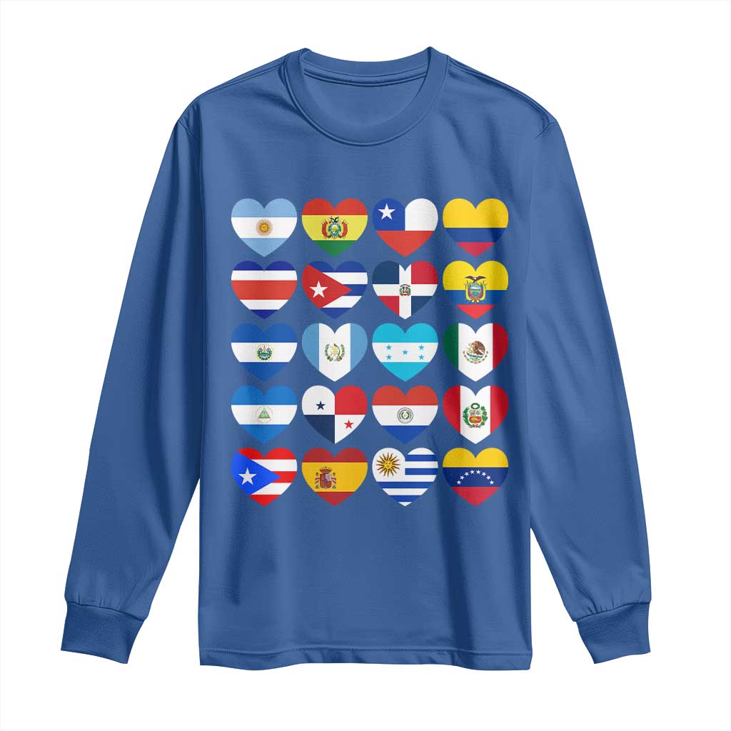 Hispanic Heritage Month Latin American Countries Heart Long Sleeve Shirt - Wonder Print Shop