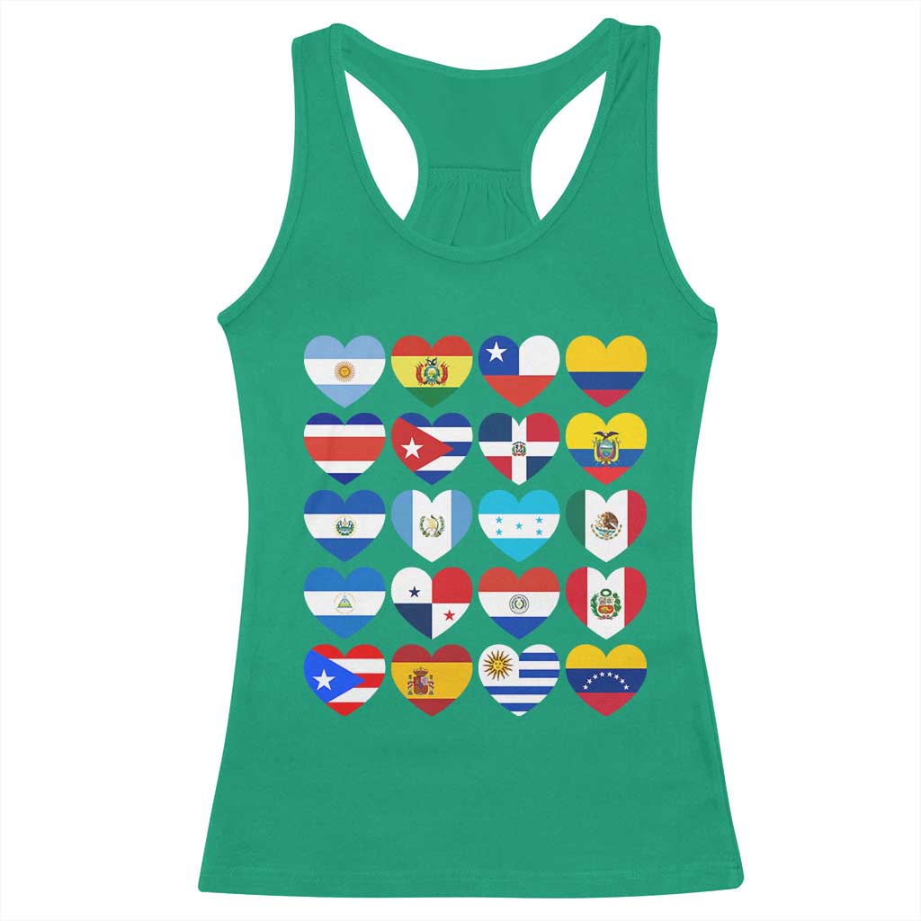 Hispanic Heritage Month Latin American Countries Heart Racerback Tank Top - Wonder Print Shop